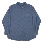 CASUALS Mens Blue Denim Cotton Blend Shirt L Button Down Pocket Long Sleeve