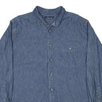 CASUALS Mens Blue Denim Cotton Blend Shirt L Button Down Pocket Long Sleeve