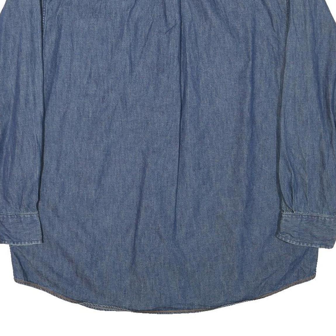 CASUALS Mens Blue Denim Cotton Blend Shirt L Button Down Pocket Long Sleeve