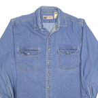 BIG MAC Mens Blue Denim Shirt L Cotton Blend Casual Long Sleeve Button Pocket