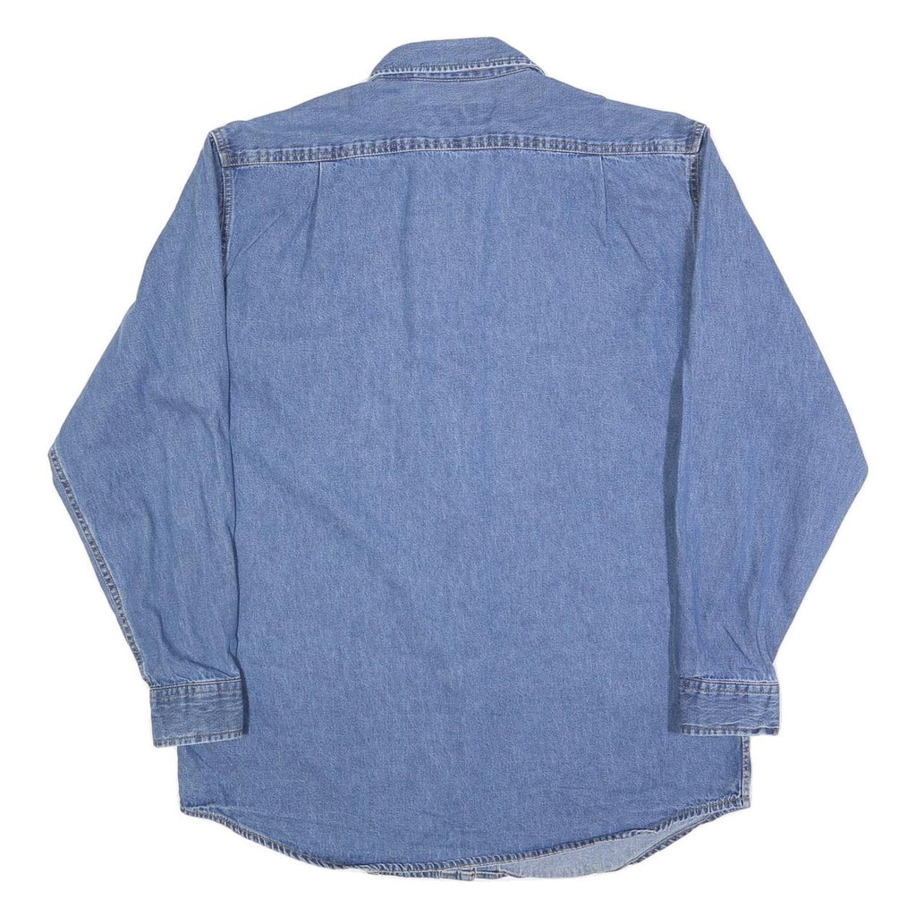 BIG MAC Mens Blue Denim Shirt L Cotton Blend Casual Long Sleeve Button Pocket