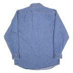 BIG MAC Mens Blue Denim Shirt L Cotton Blend Casual Long Sleeve Button Pocket