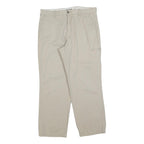 DOCKERS Mens Regular Beige Cotton Blend Trousers W34 L30 Zip Closure Casual