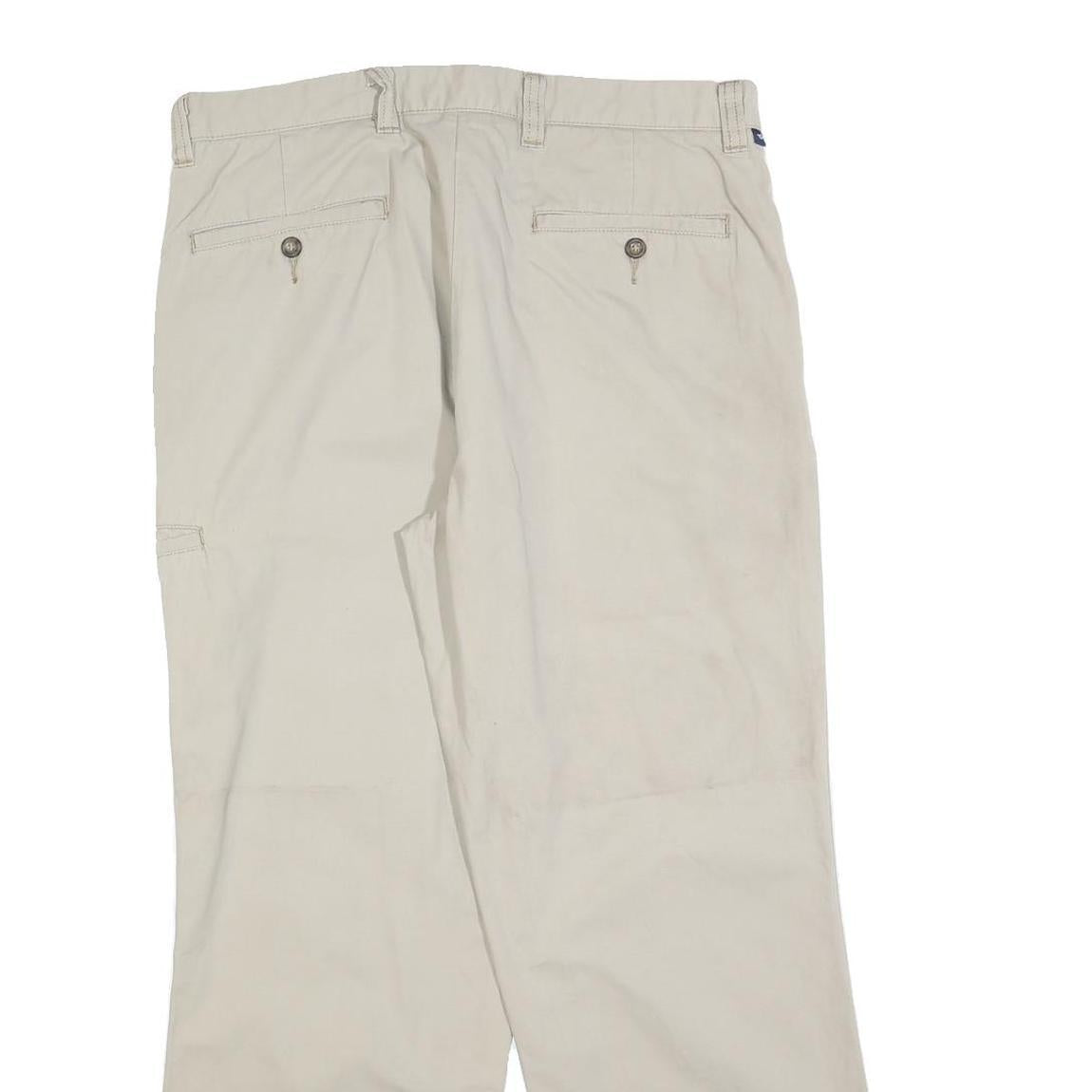 DOCKERS Mens Regular Beige Cotton Blend Trousers W34 L30 Zip Closure Casual