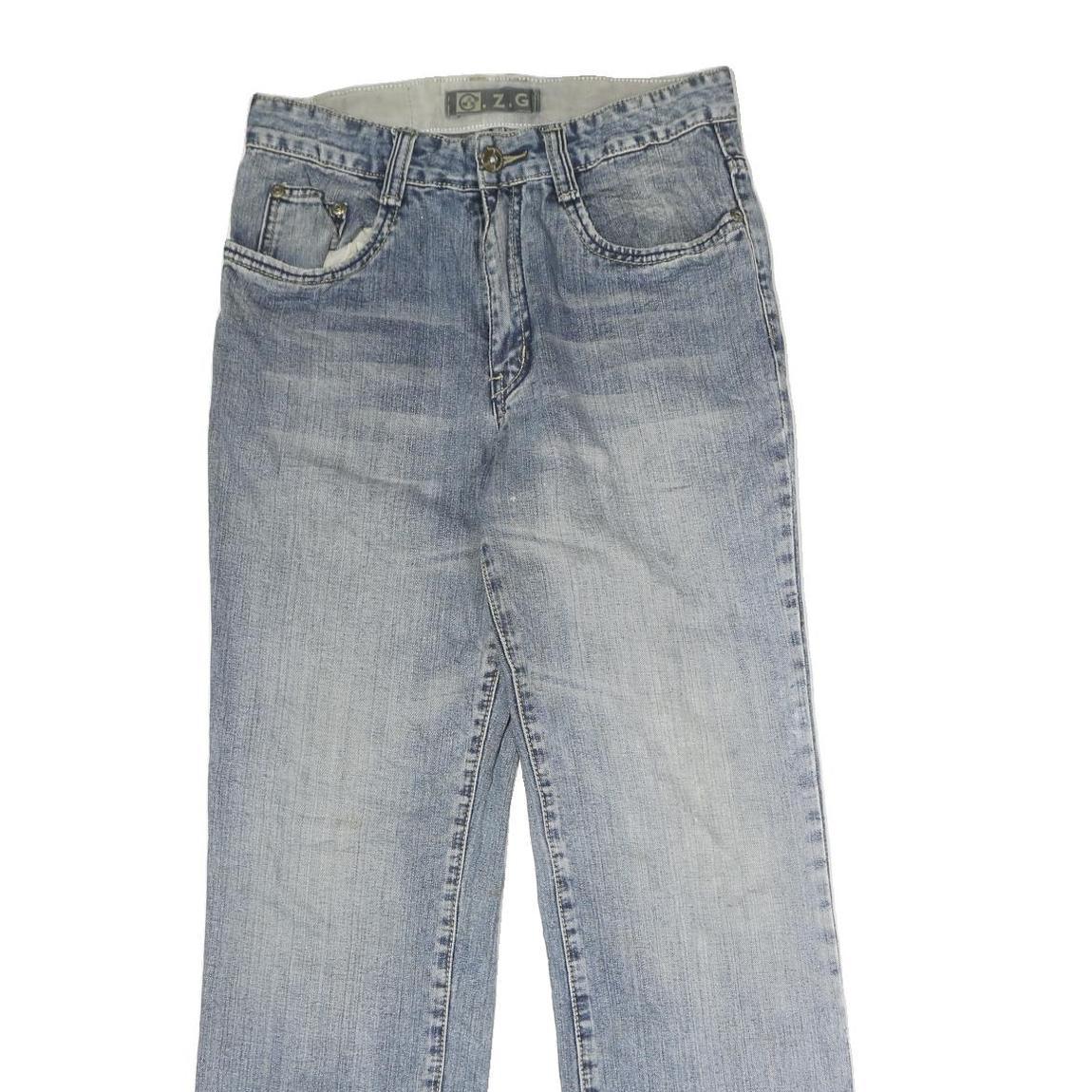 CZG Mens Jeans Blue Regular Straight Denim Light W28 L29 Cotton Zip