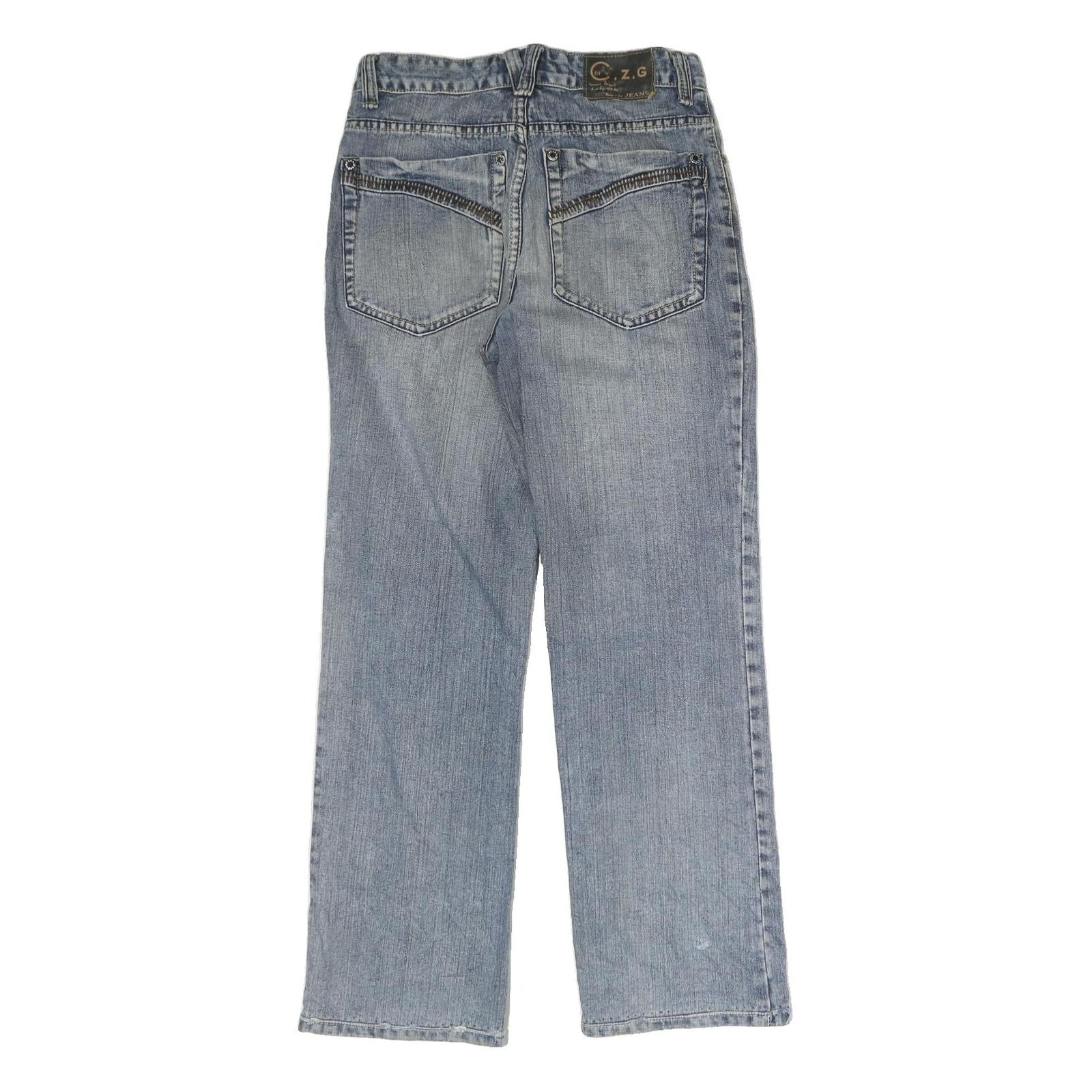 CZG Mens Jeans Blue Regular Straight Denim Light W28 L29 Cotton Zip