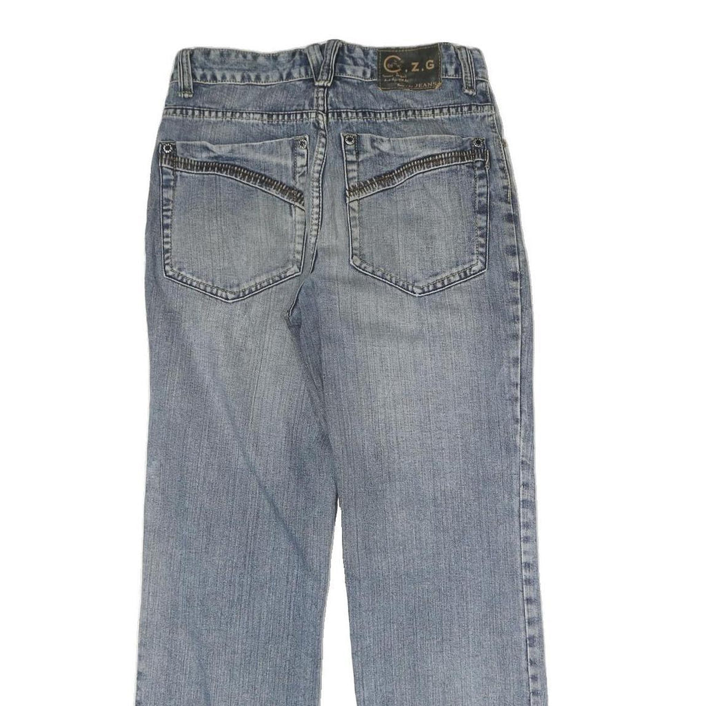 CZG Mens Jeans Blue Regular Straight Denim Light W28 L29 Cotton Zip