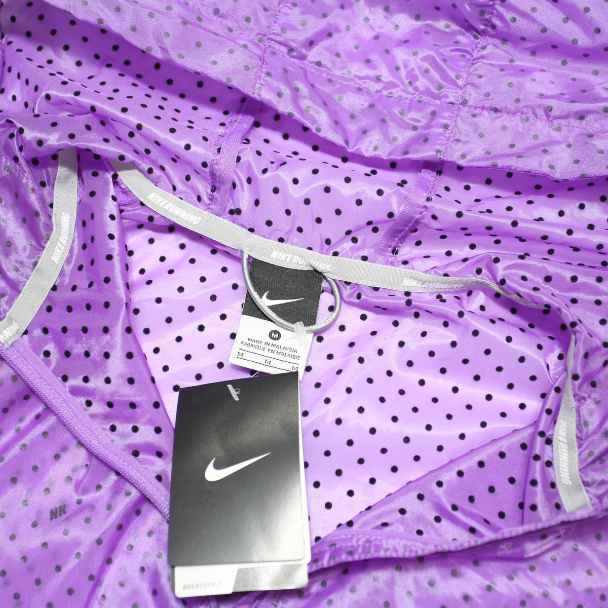 NIKE RUNNING Womens Purple Nylon Running Jacket M Lightweight Zip Hooded