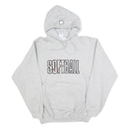 GILDAN Womens Grey Softball Pullover Hoodie L Printed Sports Sweatshirt