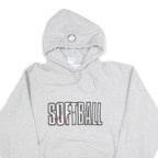 GILDAN Womens Grey Softball Pullover Hoodie L Printed Sports Sweatshirt