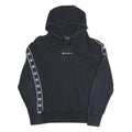 CHAMPION Womens Black Hoodie M Logo Tape Detail Cotton Blend Pullover