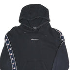 CHAMPION Womens Black Hoodie M Logo Tape Detail Cotton Blend Pullover