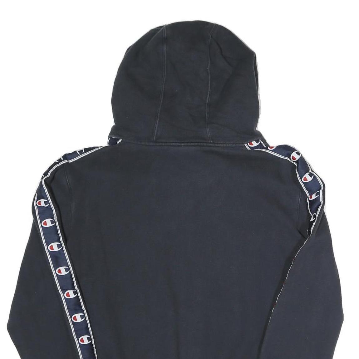 CHAMPION Womens Black Hoodie M Logo Tape Detail Cotton Blend Pullover