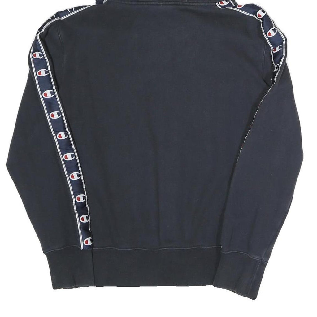 CHAMPION Womens Black Hoodie M Logo Tape Detail Cotton Blend Pullover