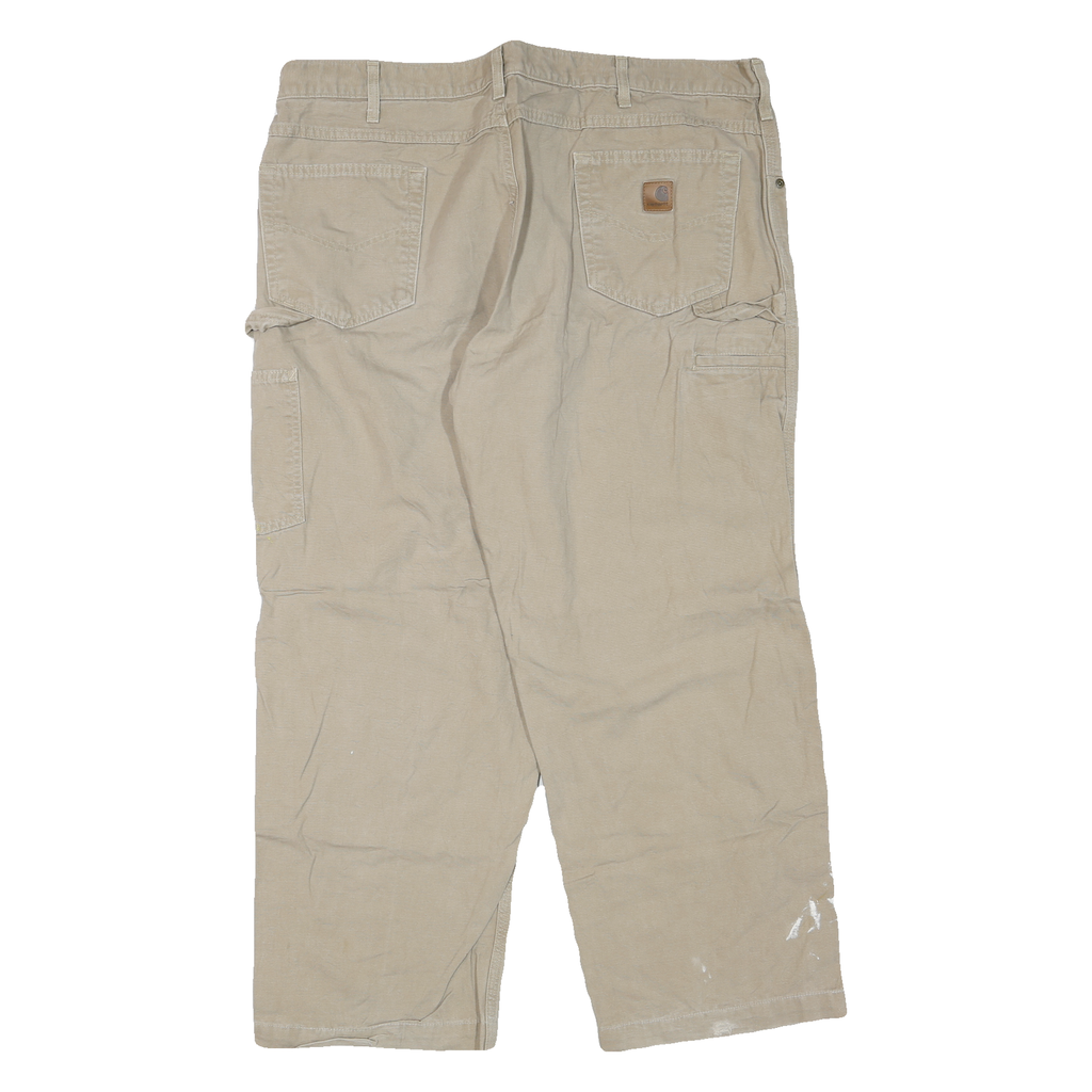 CARHARTT Mens Jeans Beige Regular Straight Denim W42 L30 Workwear Zip Pocket