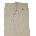 CARHARTT Mens Jeans Beige Regular Straight Denim W42 L30 Workwear Zip Pocket