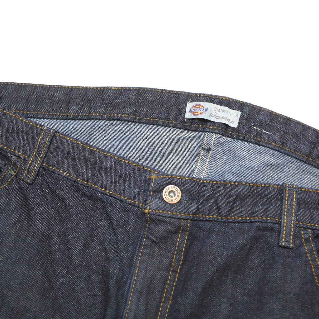 DICKIES Womens Jeans Blue Relaxed Straight Denim Medium W38 L32 Button Closure