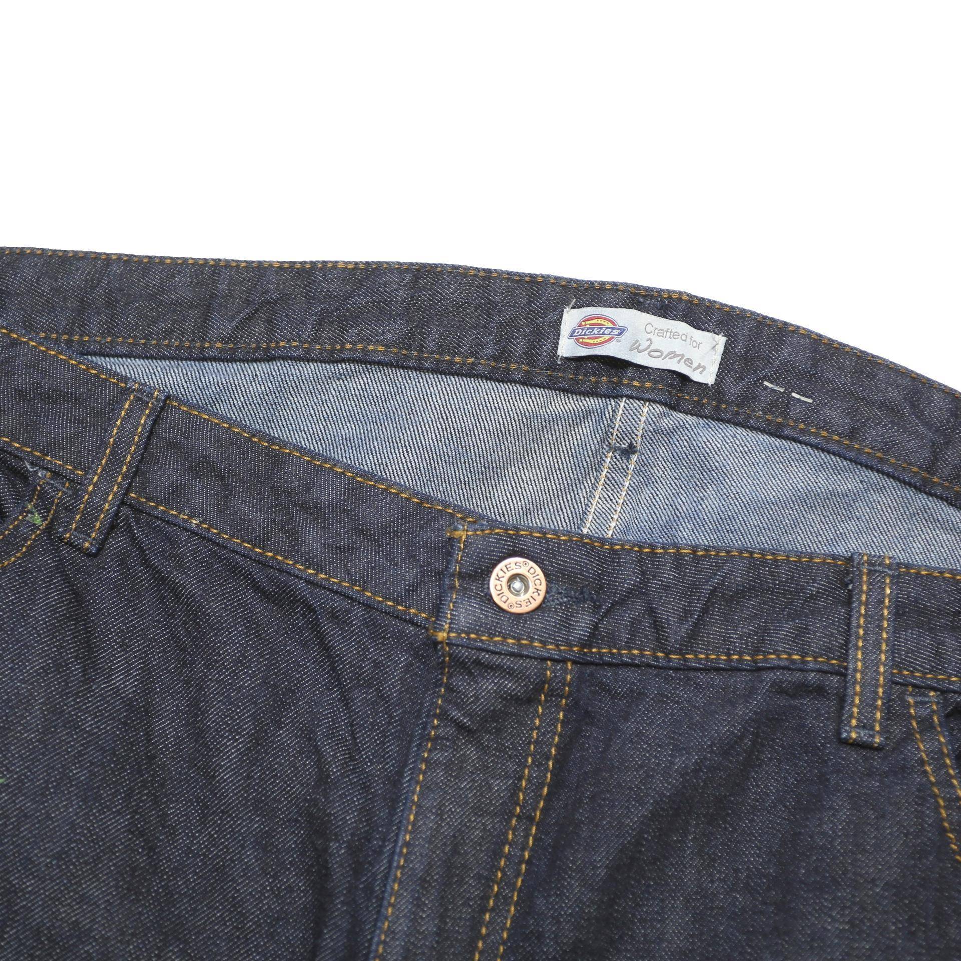 DICKIES Womens Jeans Blue Relaxed Straight Denim Medium W38 L32 Button Closure
