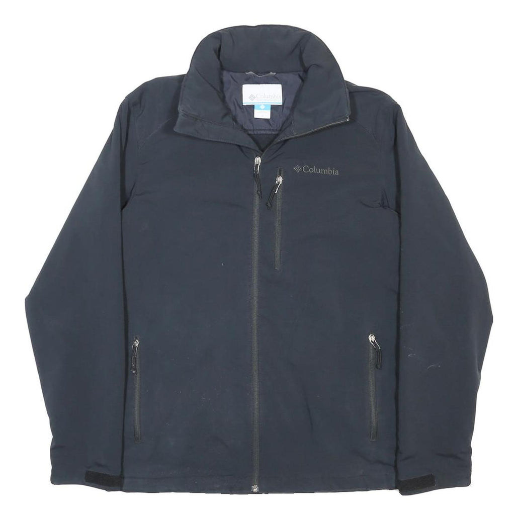 COLUMBIA Mens Black Polyester Blend Jacket M Zip Plain Outdoor Casual