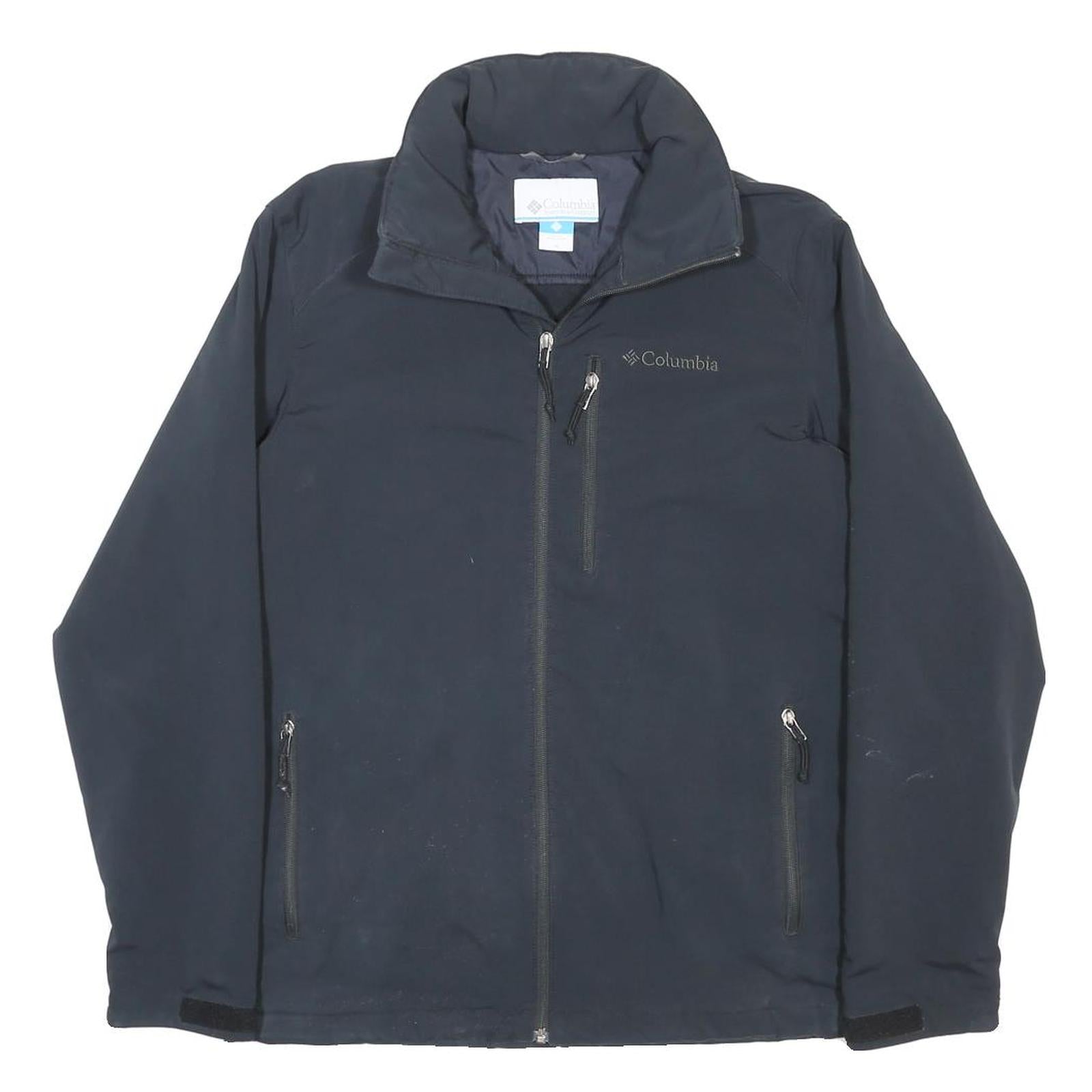 COLUMBIA Mens Black Polyester Blend Jacket M Zip Plain Outdoor Casual