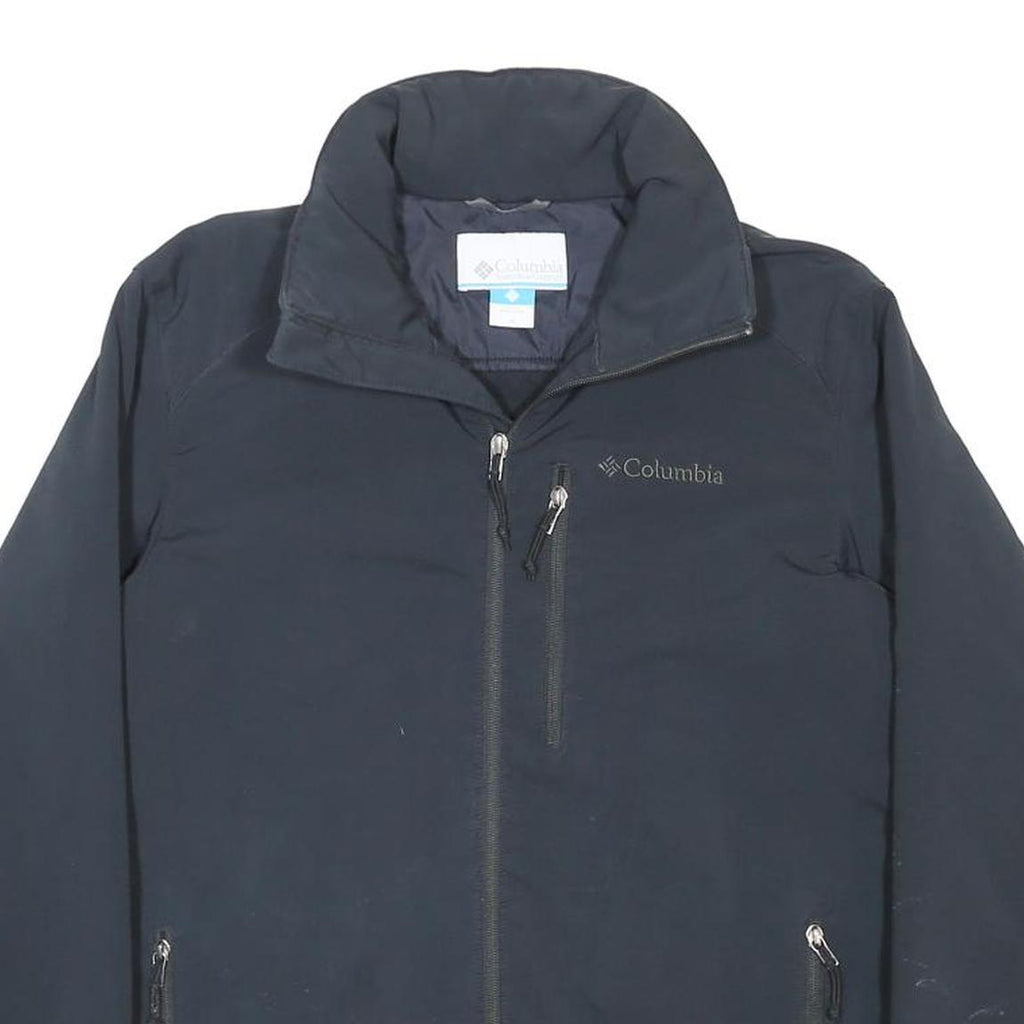 COLUMBIA Mens Black Polyester Blend Jacket M Zip Plain Outdoor Casual