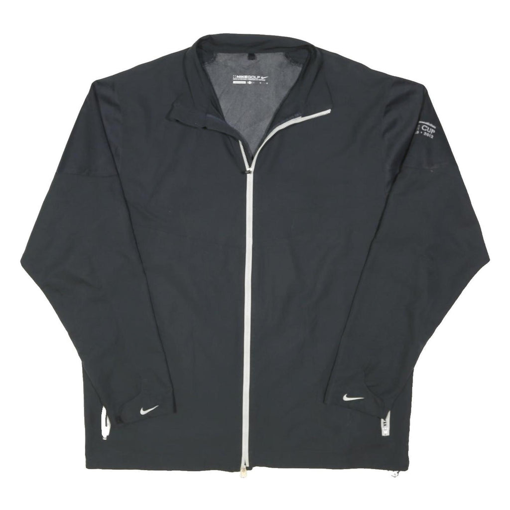 NIKE Mens Black Golf Jacket L Polyester Blend Plain Zip Lightweight Sportswear