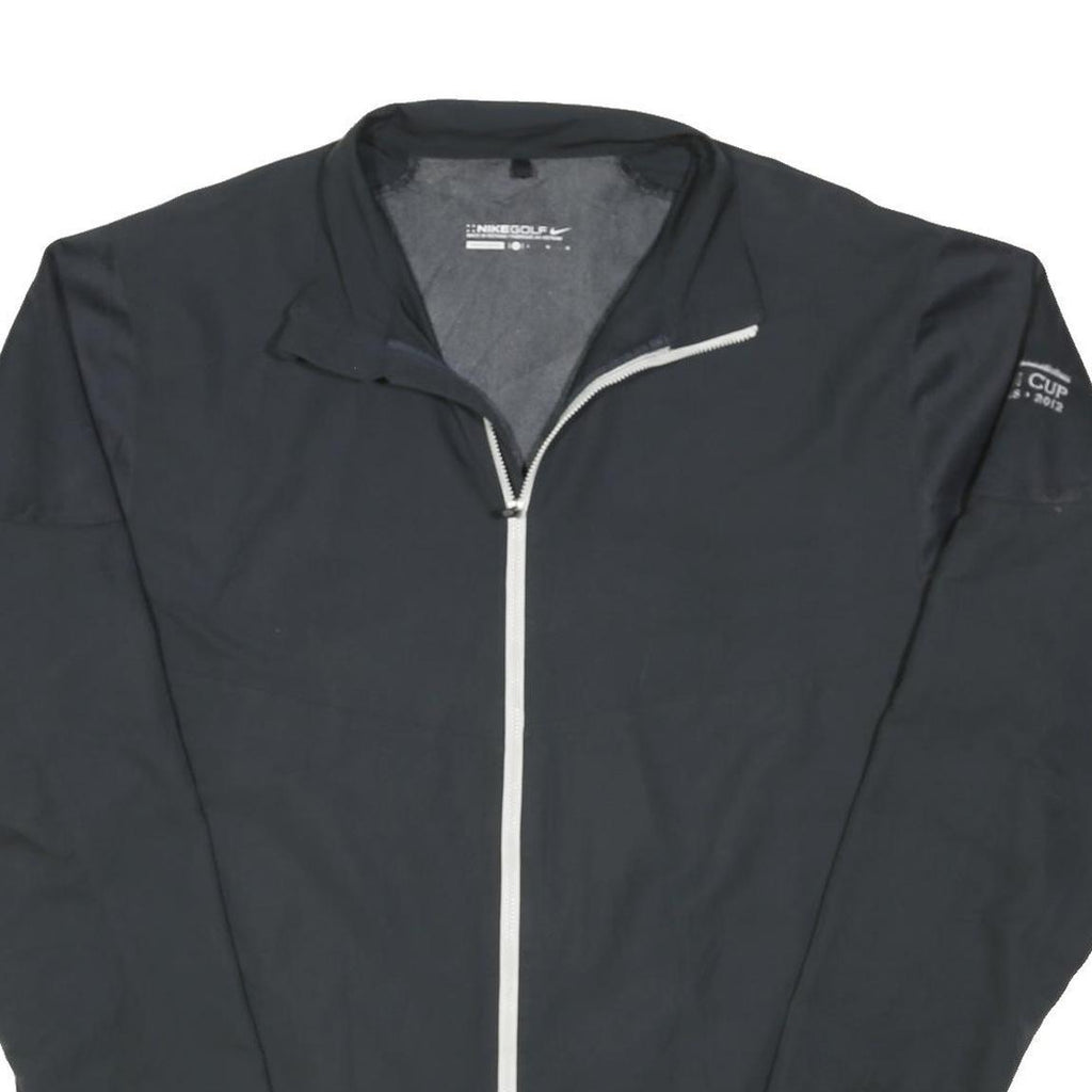 NIKE Mens Black Golf Jacket L Polyester Blend Plain Zip Lightweight Sportswear