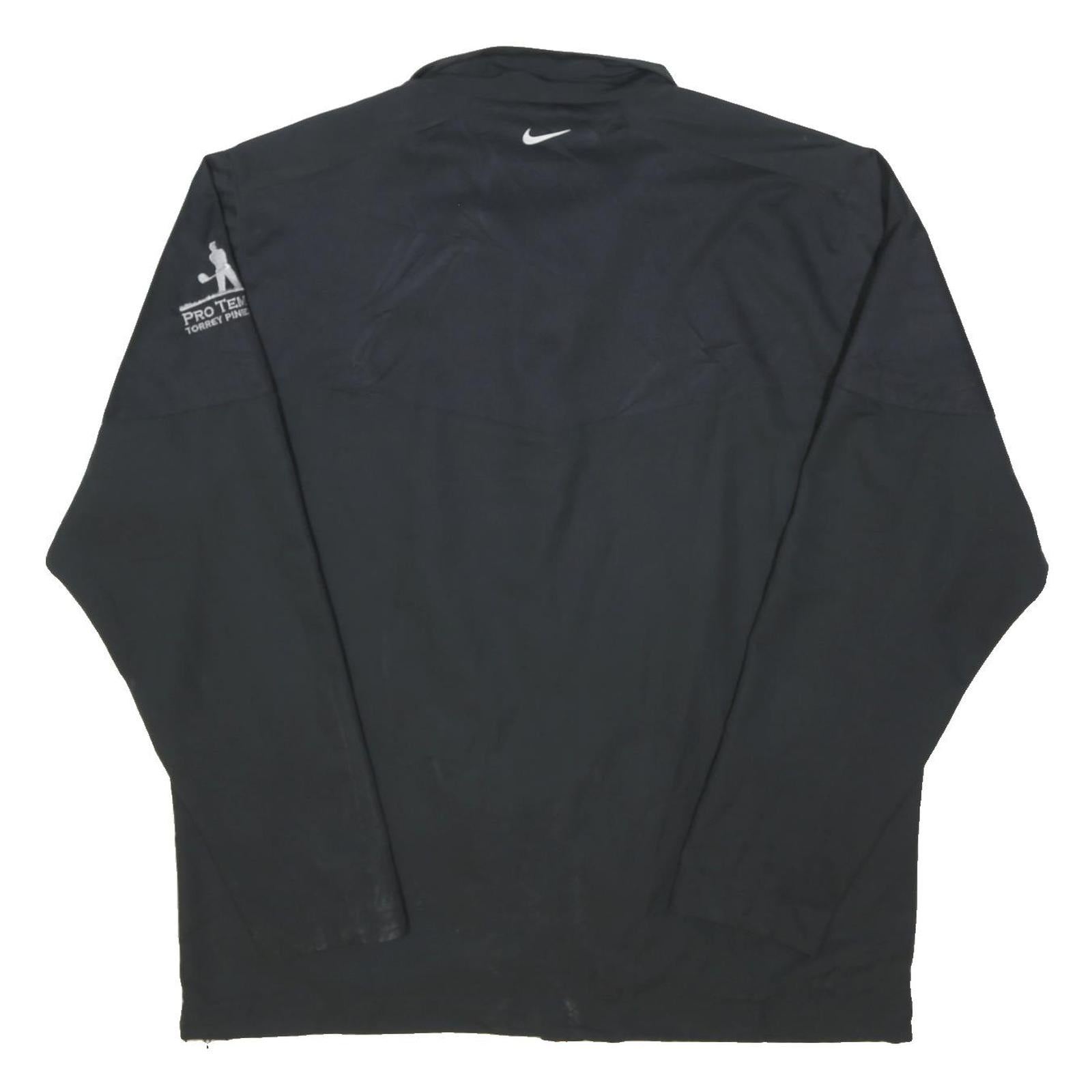 NIKE Mens Black Golf Jacket L Polyester Blend Plain Zip Lightweight Sportswear