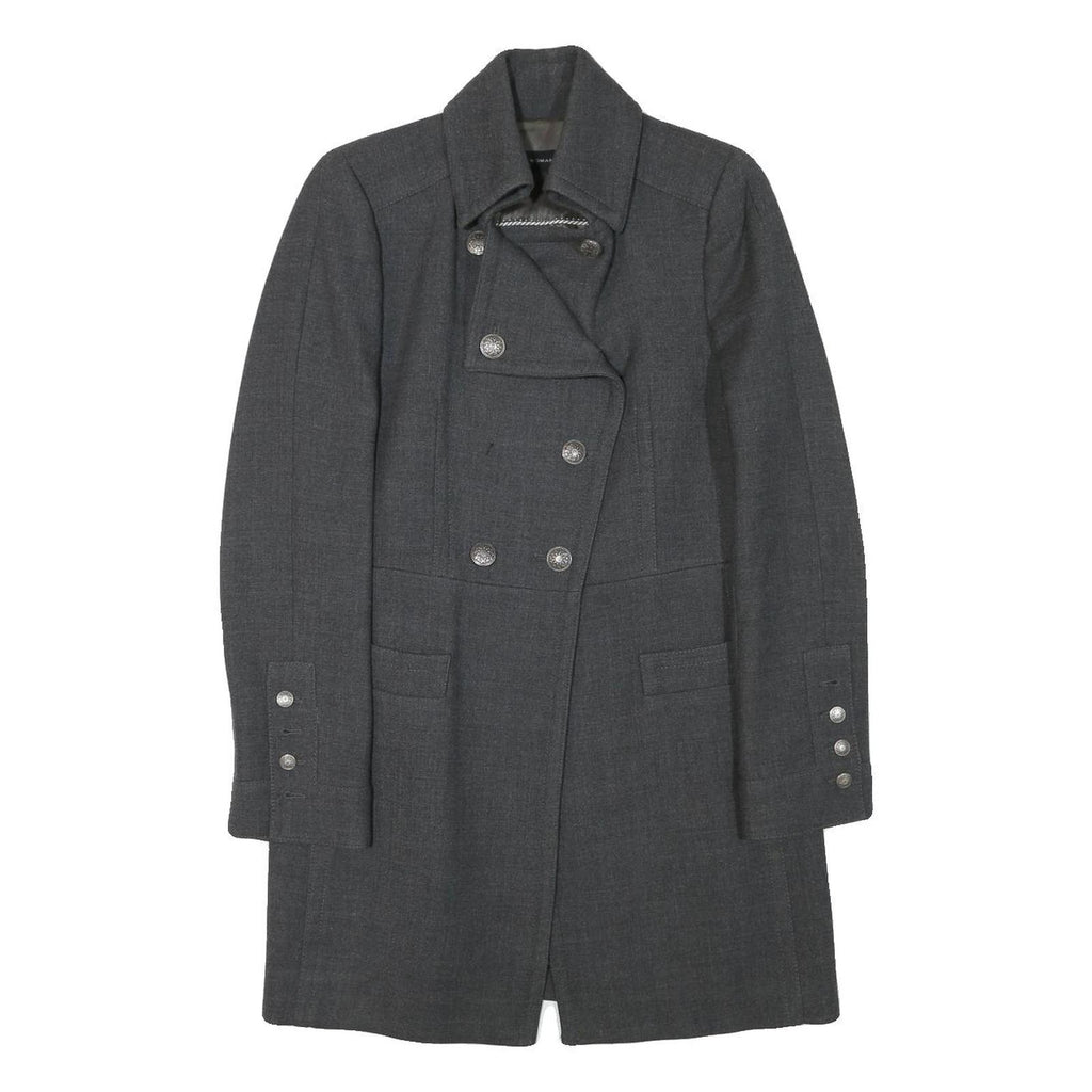 ZARA Womens Grey Wool Blend Jacket L Button Plain Classic Stylish Urban