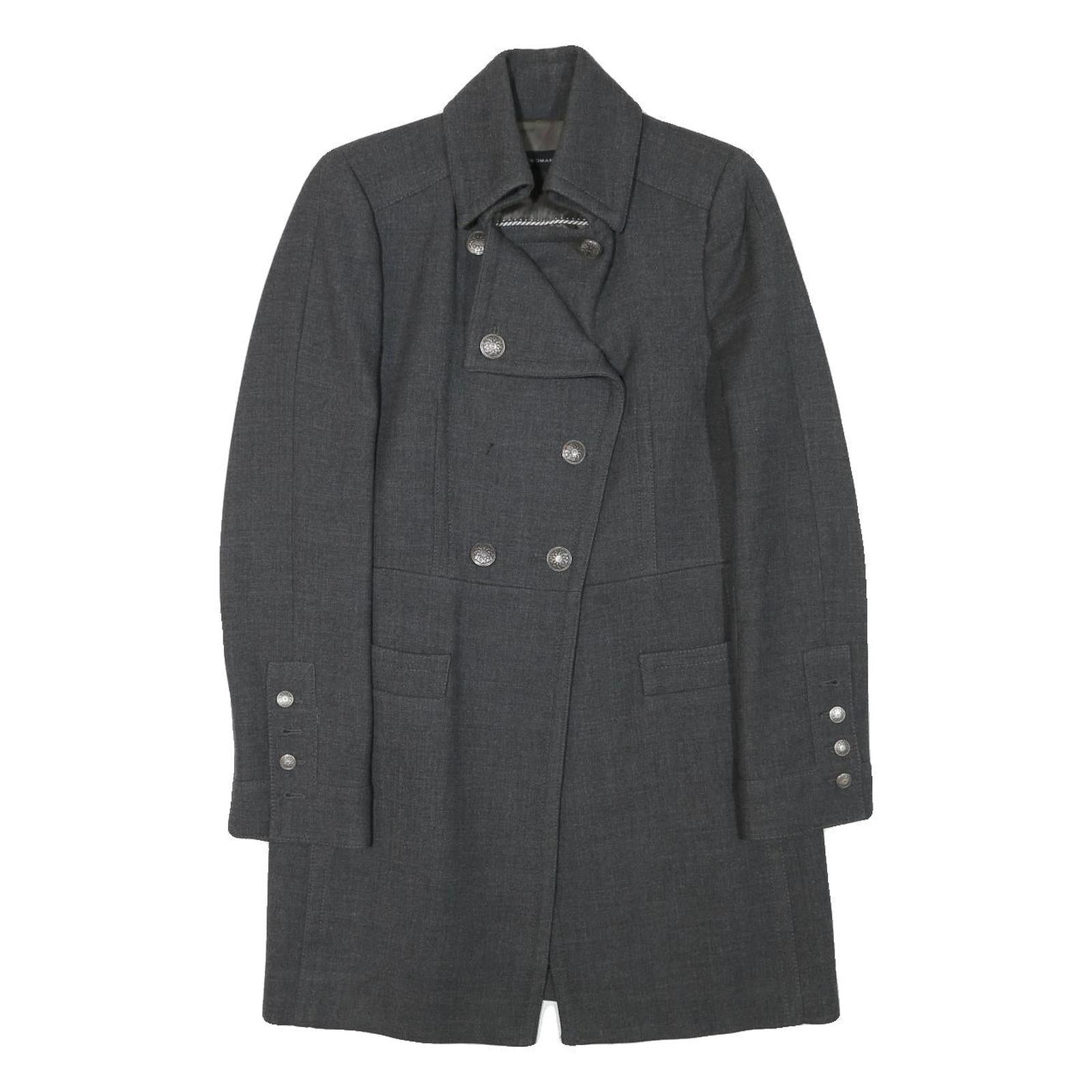 ZARA Womens Grey Wool Blend Jacket L Button Plain Classic Stylish Urban