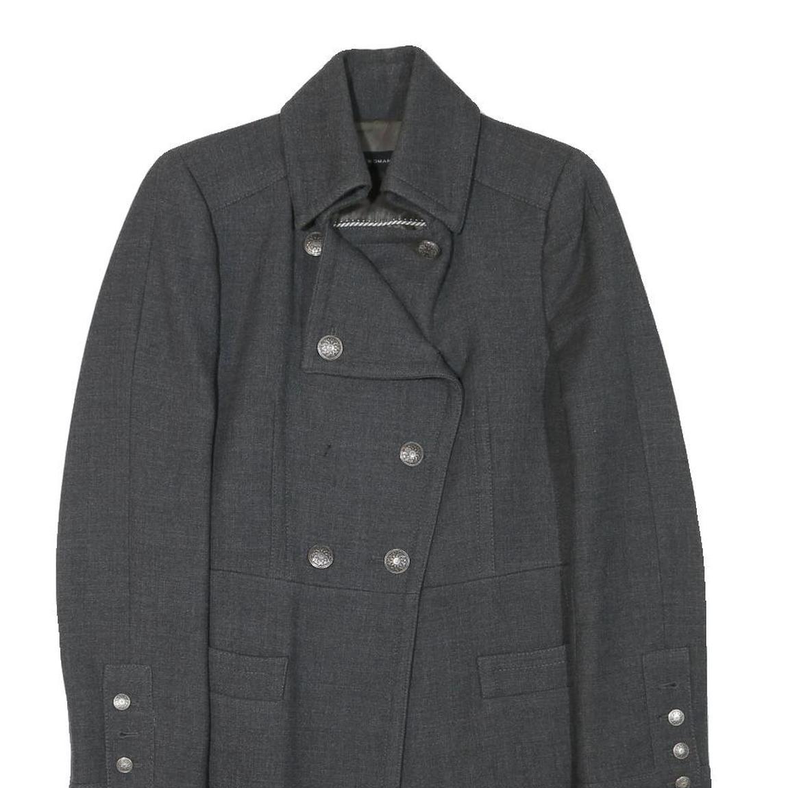 ZARA Womens Grey Wool Blend Jacket L Button Plain Classic Stylish Urban