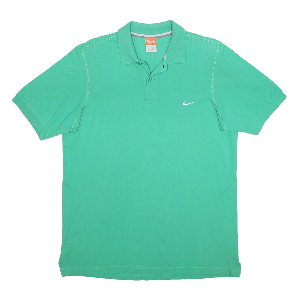 NIKE Mens Green Short Sleeve Plain L Cotton Polo Shirt Casual Sportswear