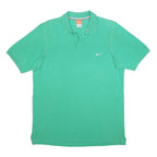 NIKE Mens Green Short Sleeve Plain L Cotton Polo Shirt Casual Sportswear