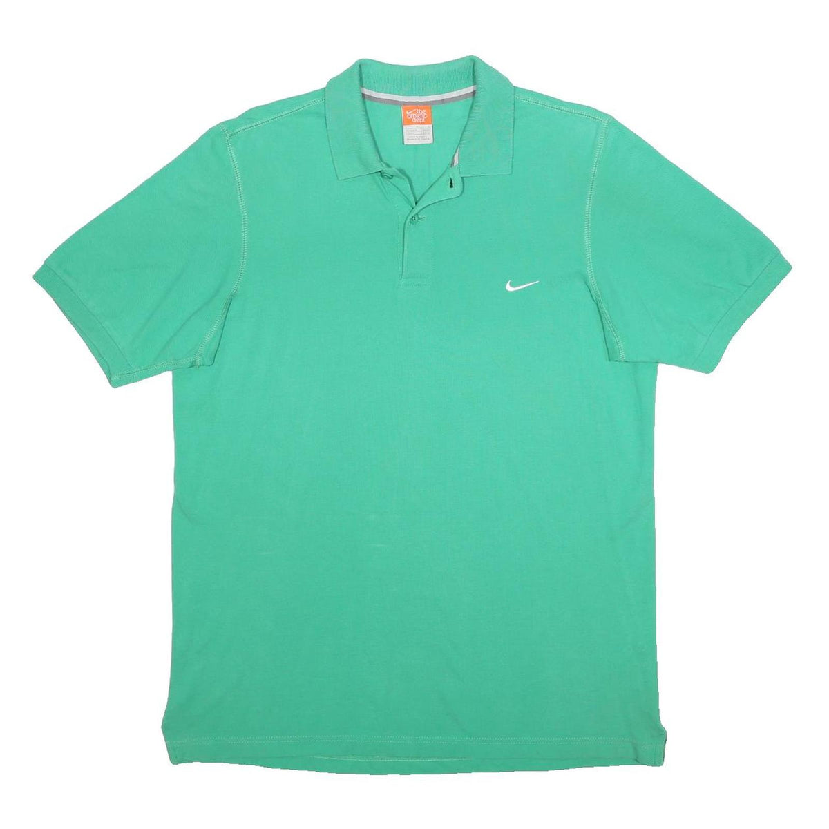 NIKE Mens Green Short Sleeve Plain L Cotton Polo Shirt Casual Sportswear