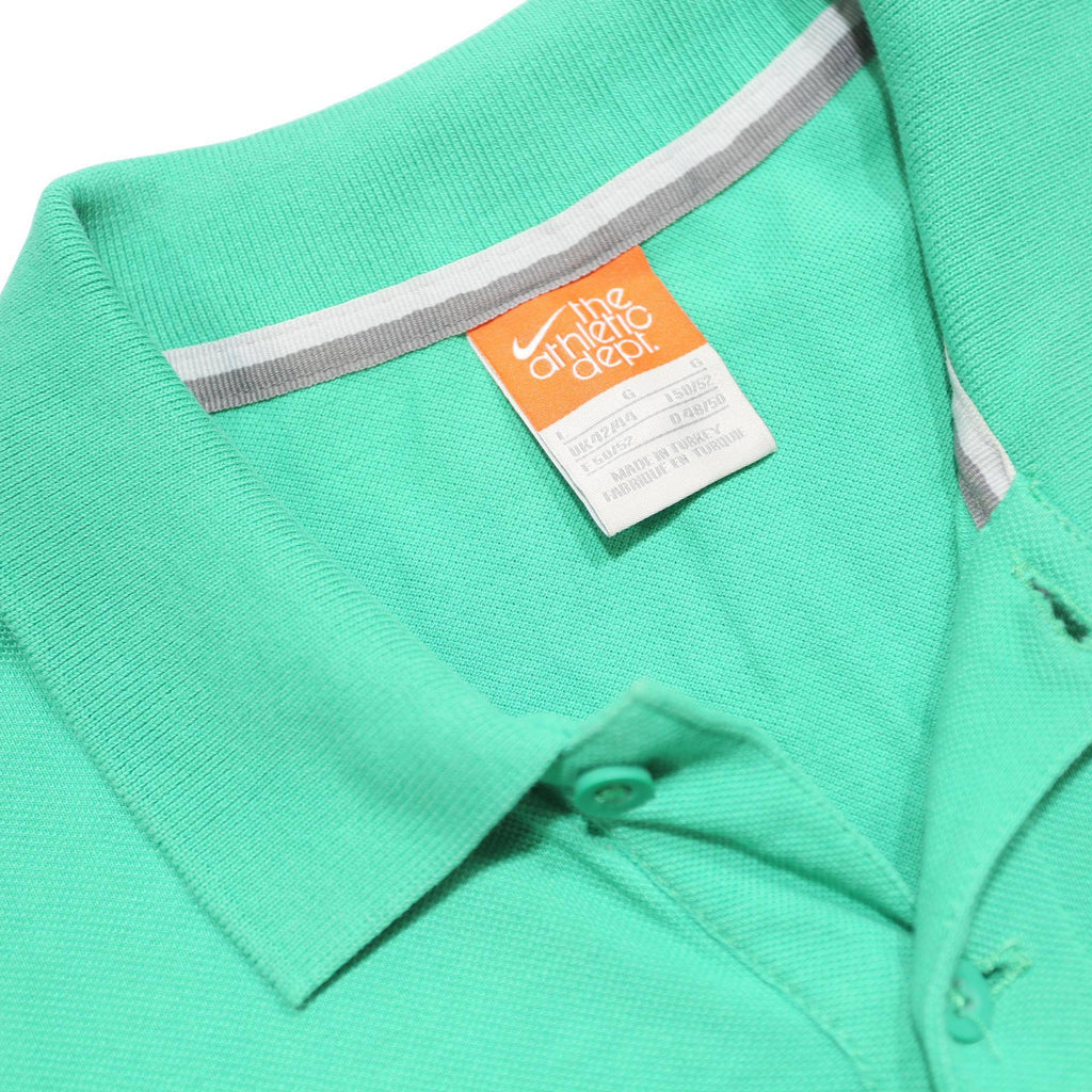 NIKE Mens Green Short Sleeve Plain L Cotton Polo Shirt Casual Sportswear