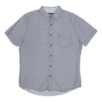 TOMMY HILFIGER Mens Blue Patterned Shirt L Cotton Blend Casual Short Sleeve