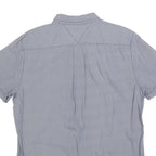 TOMMY HILFIGER Mens Blue Patterned Shirt L Cotton Blend Casual Short Sleeve