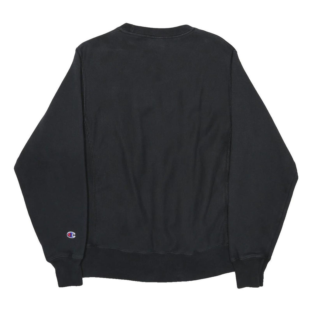 CHAMPION REVERSE WEAVE Mens Black Crew Neck S Vintage Embroidered Logo