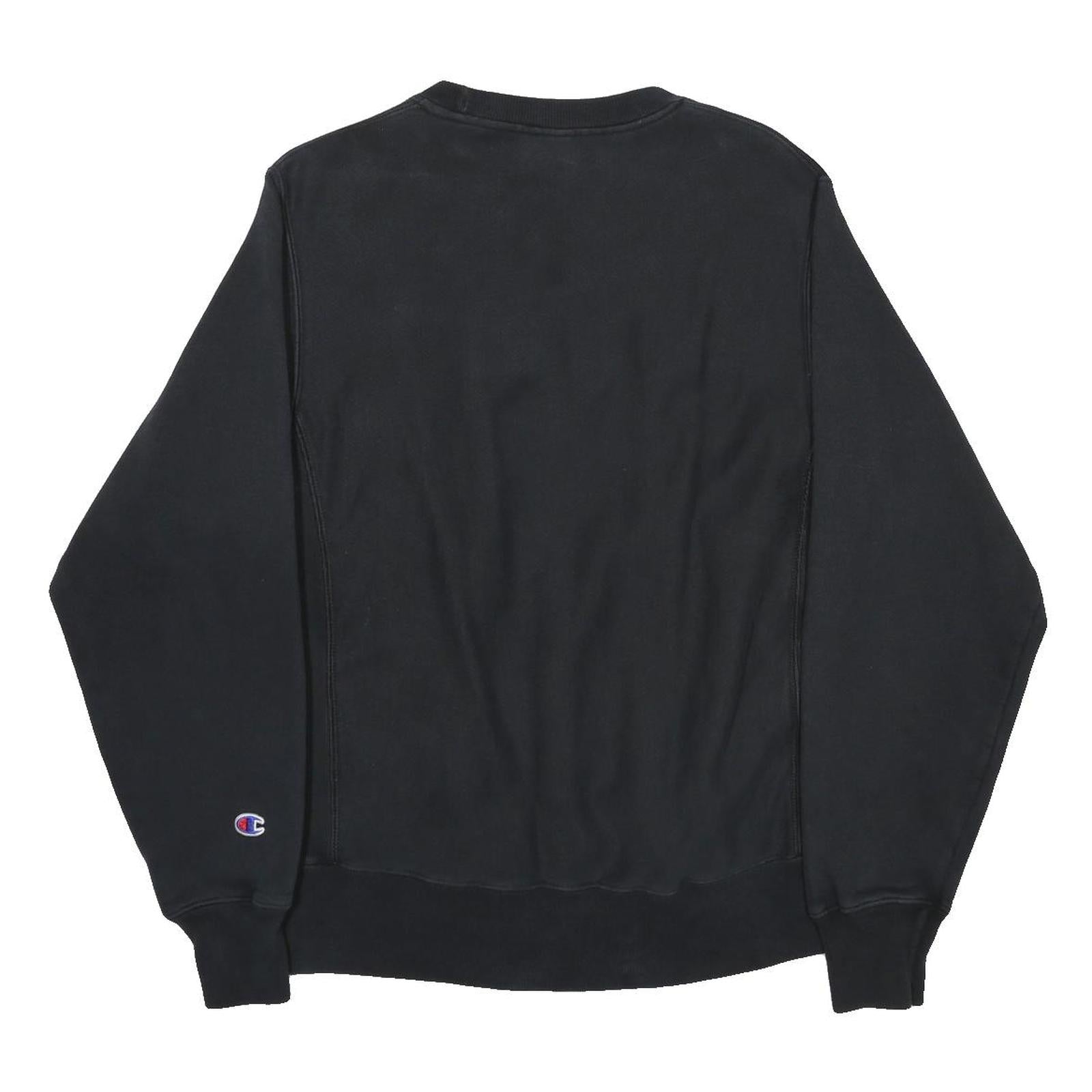 CHAMPION REVERSE WEAVE Mens Black Crew Neck S Vintage Embroidered Logo