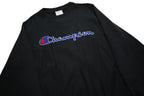 CHAMPION REVERSE WEAVE Mens Black Crew Neck S Vintage Embroidered Logo