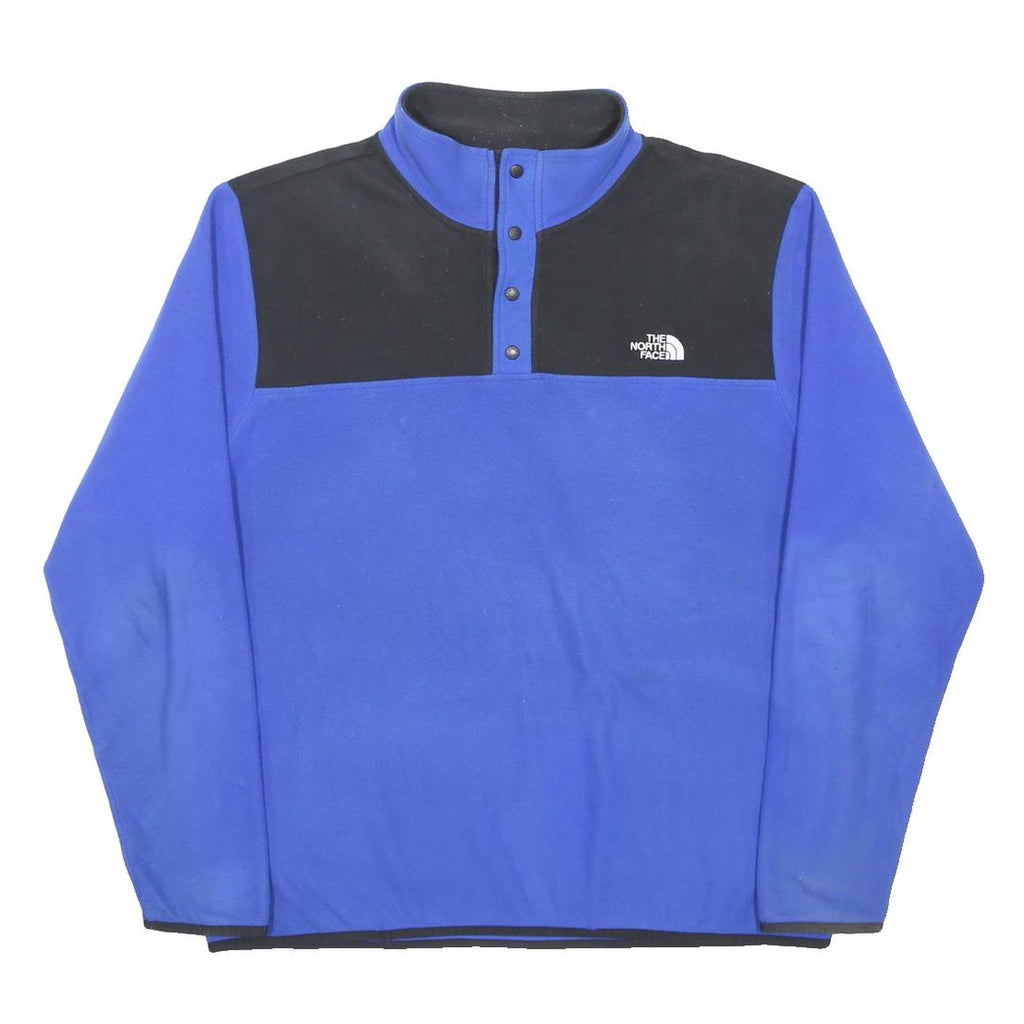 THE NORTH FACE Mens Blue & Black Plain Pullover Polyester XL Outdoor Fleece