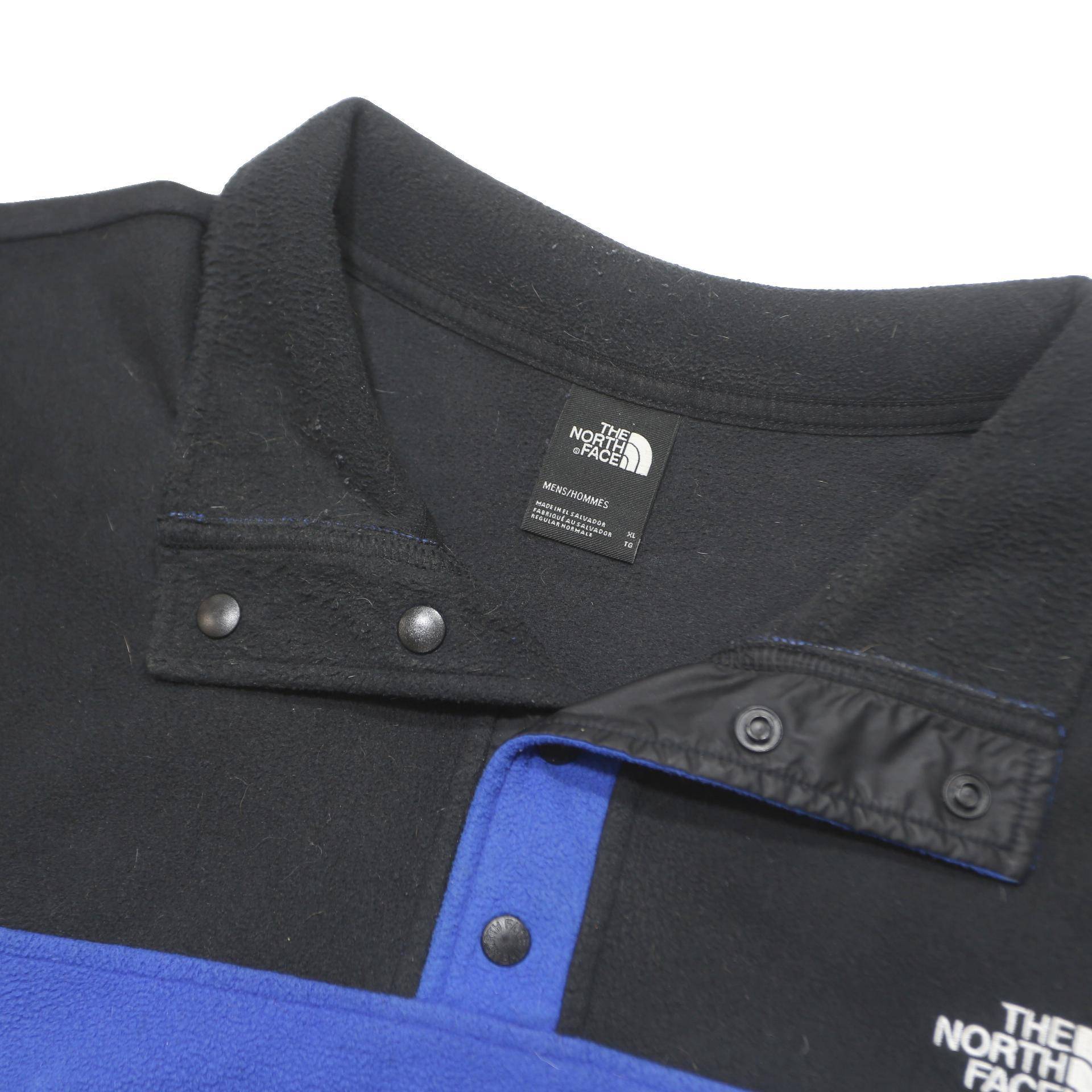 THE NORTH FACE Mens Blue & Black Plain Pullover Polyester XL Outdoor Fleece