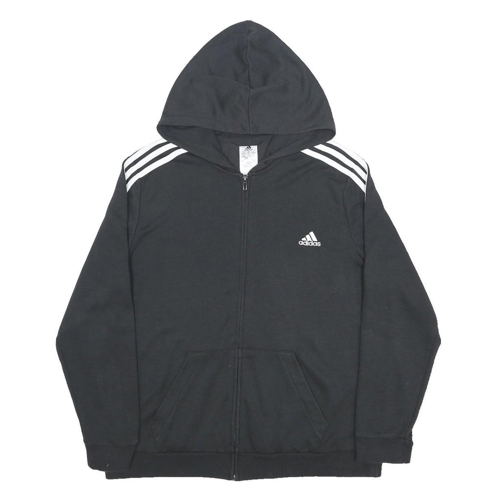 ADIDAS Womens Black 3-Stripes Full Zip Hoodie 2XL Cotton Blend Casual