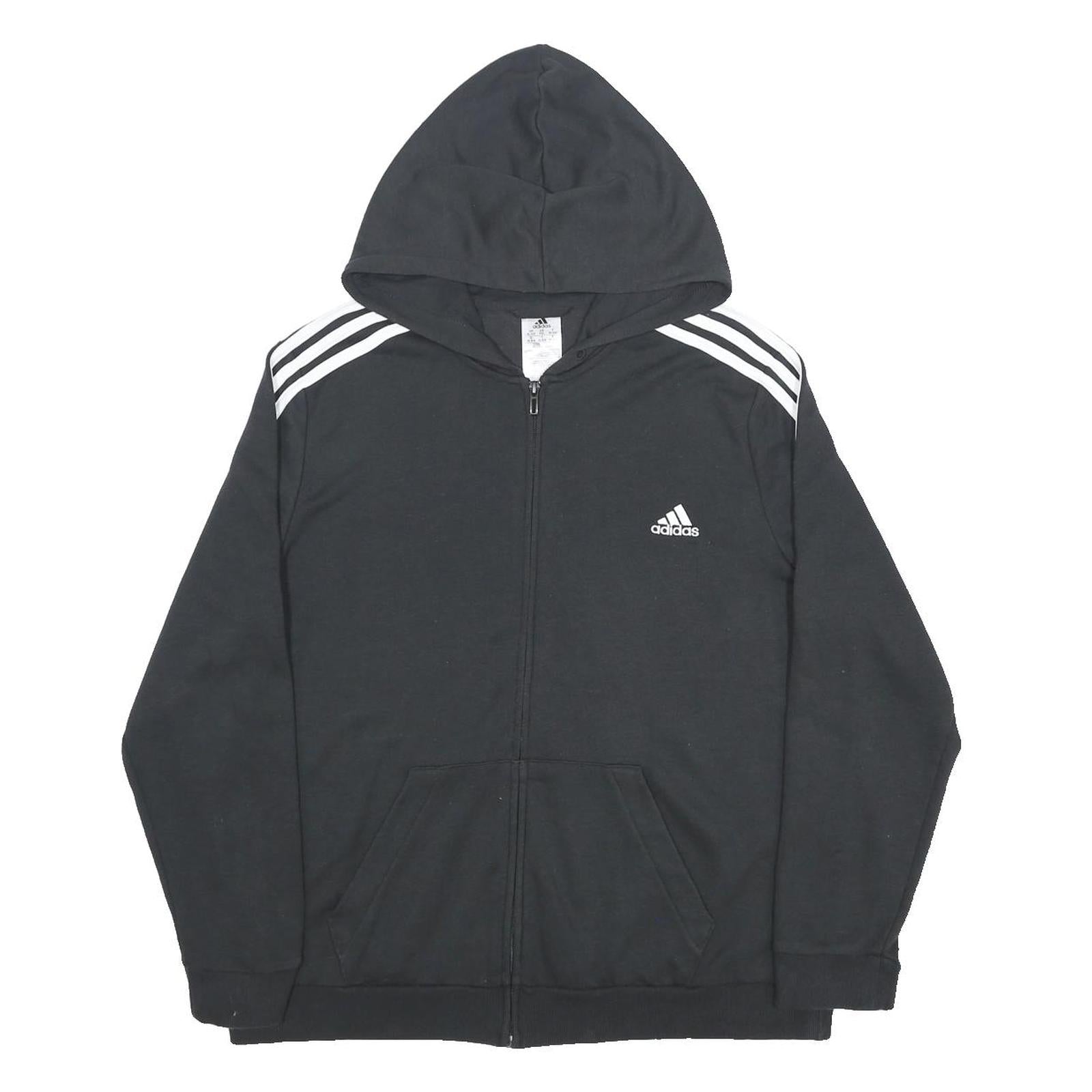 ADIDAS Womens Black 3-Stripes Full Zip Hoodie 2XL Cotton Blend Casual