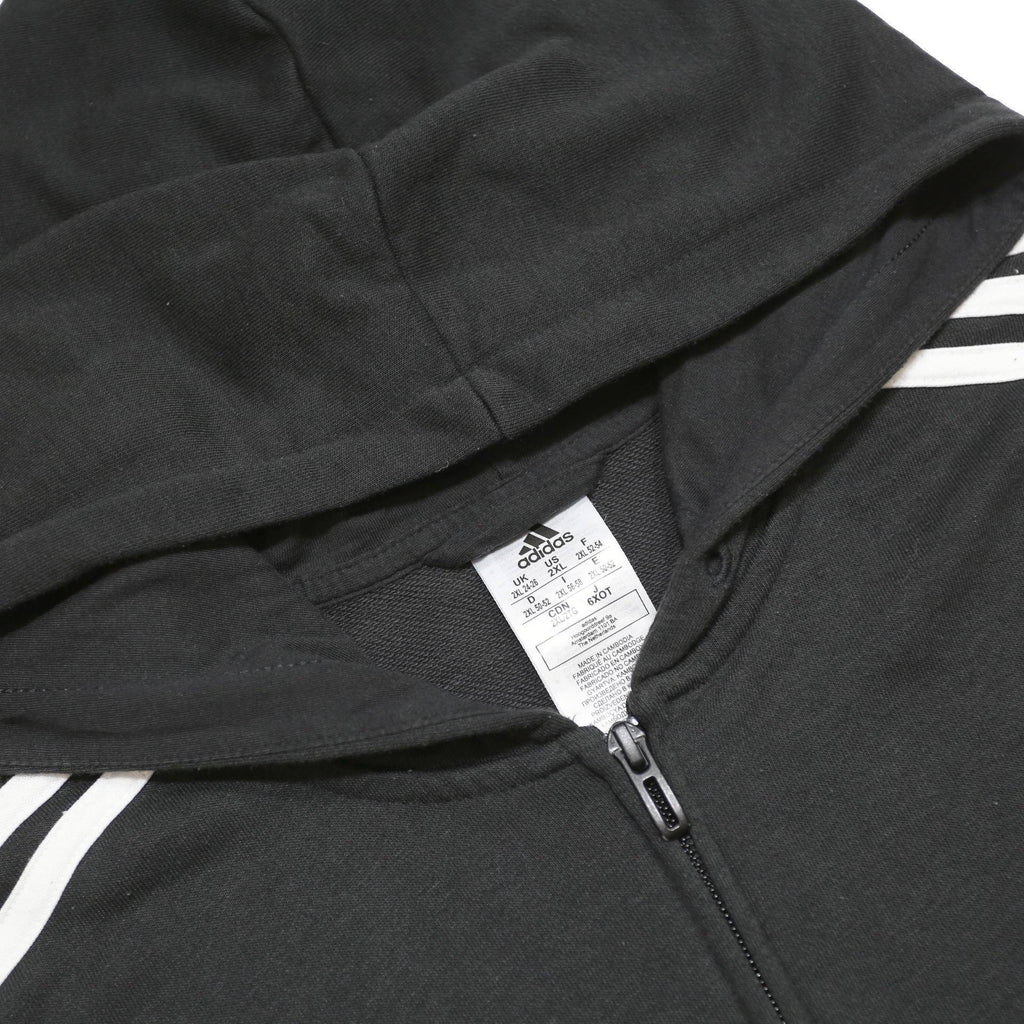 ADIDAS Womens Black 3-Stripes Full Zip Hoodie 2XL Cotton Blend Casual