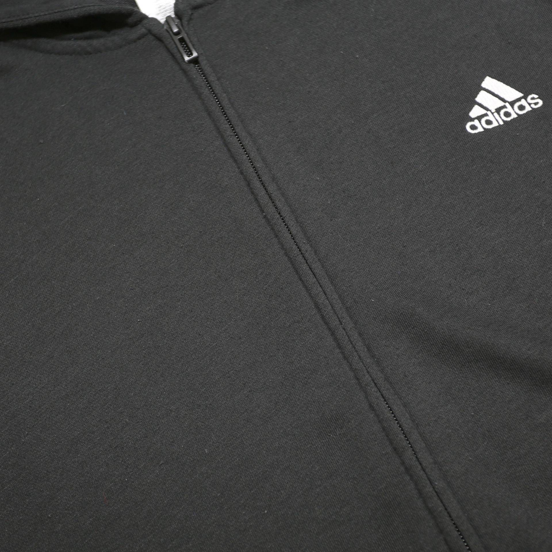 ADIDAS Womens Black 3-Stripes Full Zip Hoodie 2XL Cotton Blend Casual