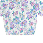 ALFRED DUNNER Womens White Floral Print Short Sleeve Shirt UK 12 Polyester Blend
