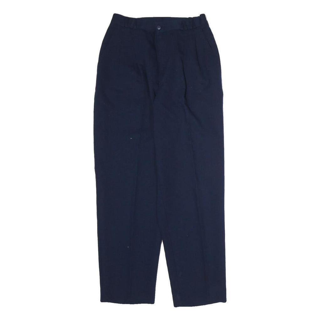 CROFT & BARROW Womens Cotton Blend Navy Regular Fit Straight Trousers W26 L28
