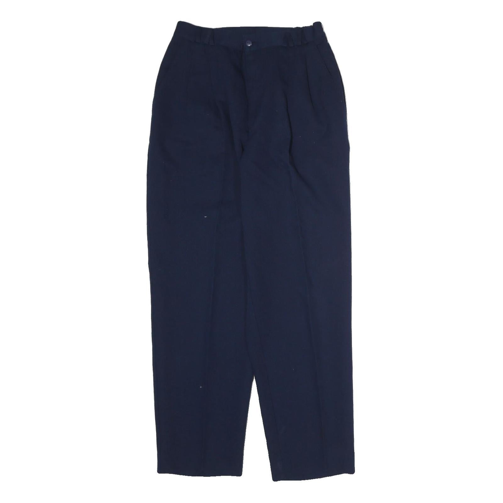 CROFT & BARROW Womens Cotton Blend Navy Regular Fit Straight Trousers W26 L28