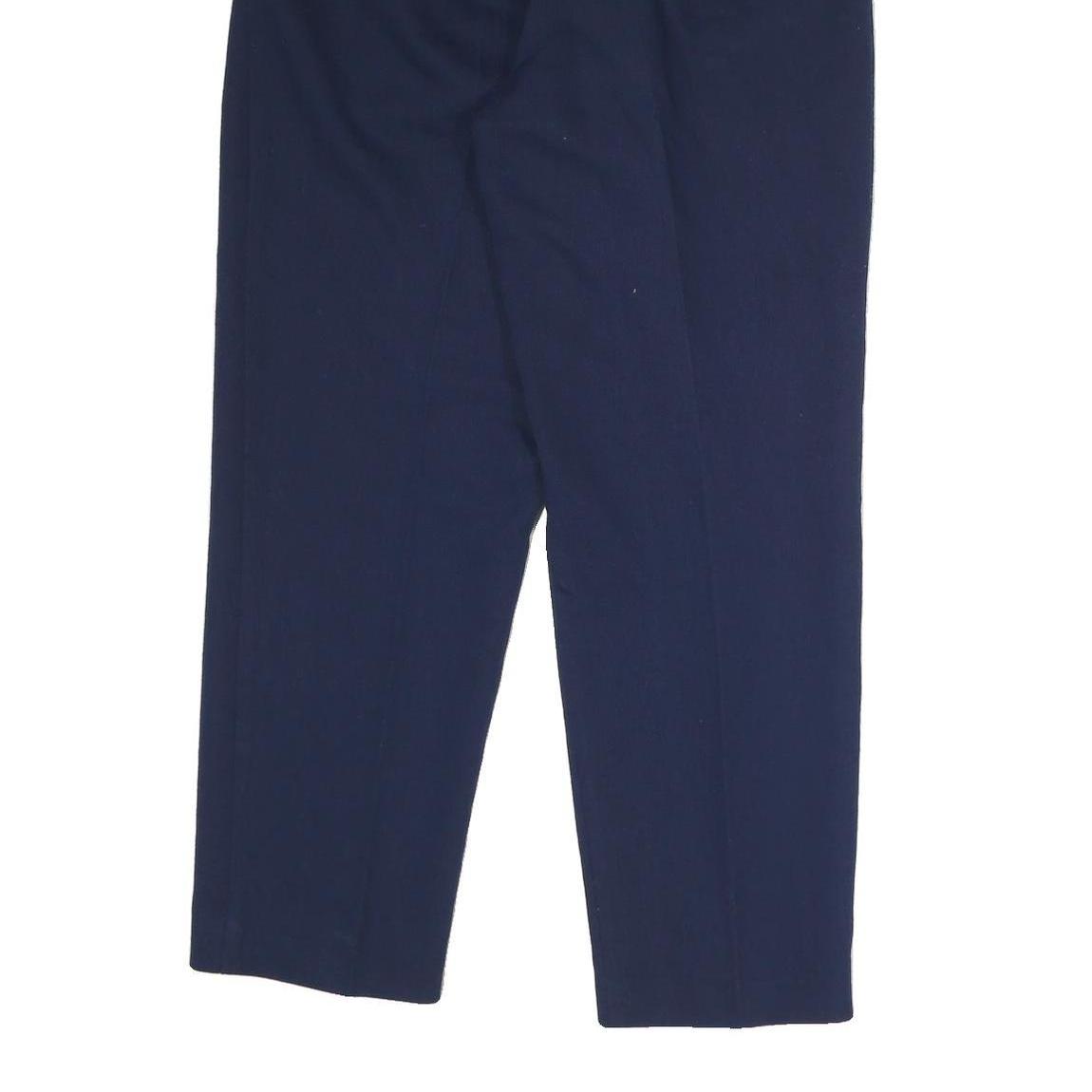 CROFT & BARROW Womens Cotton Blend Navy Regular Fit Straight Trousers W26 L28